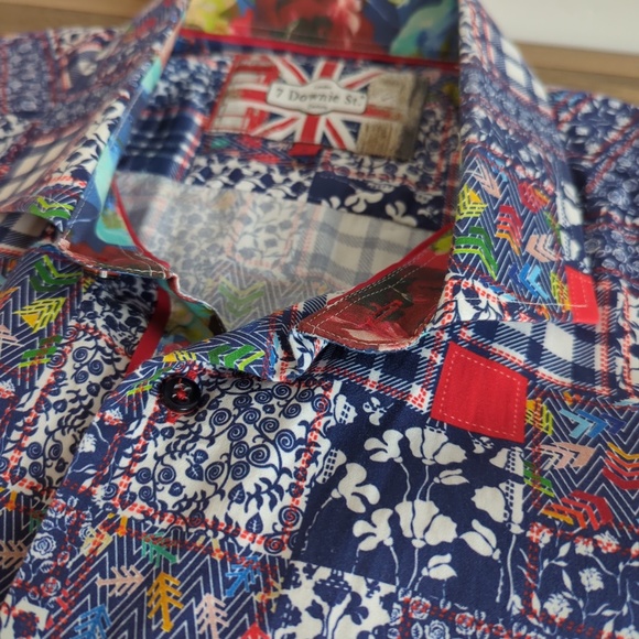 7 Downie St. Colourful Short Sleeve Clarkson Button Down Shirt SZ 8/3XL - Picture 5 of 12